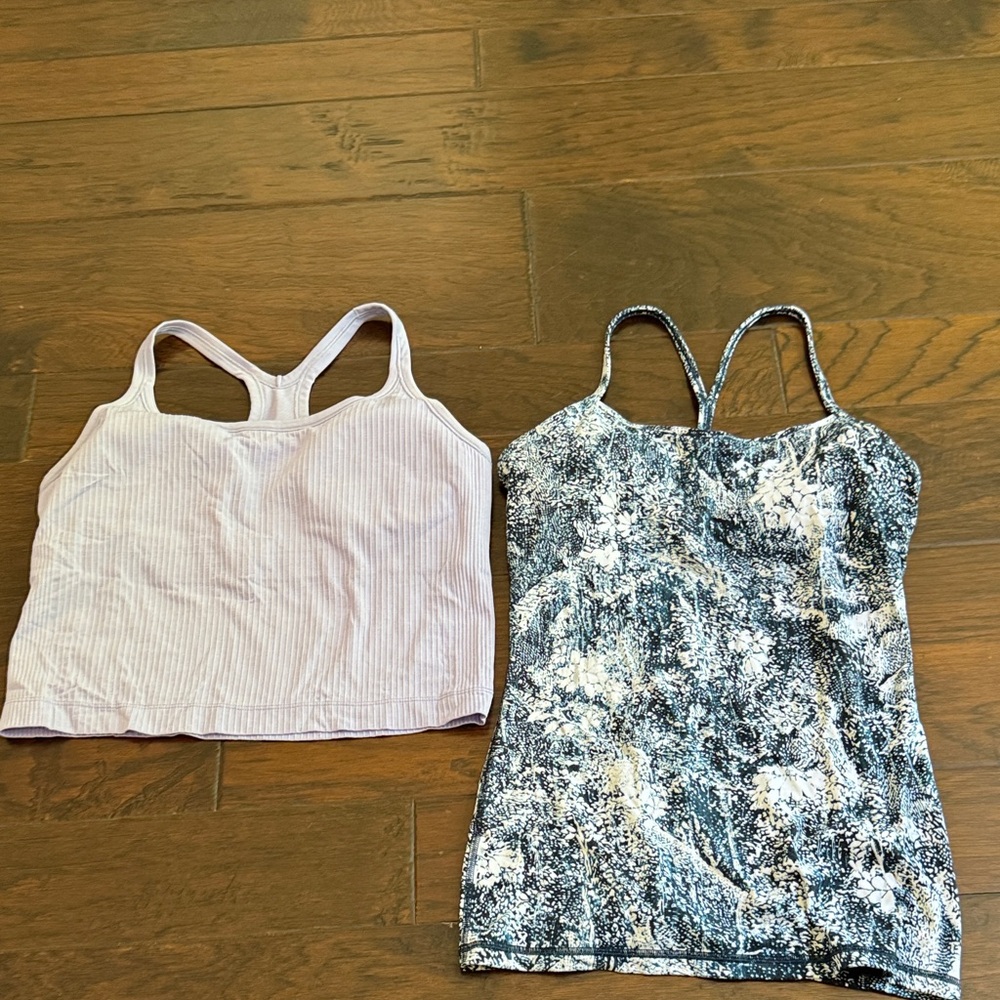 Lululemon built in bras Tank Tops - light Purple cropped  and Blue